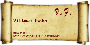 Vittman Fodor névjegykártya